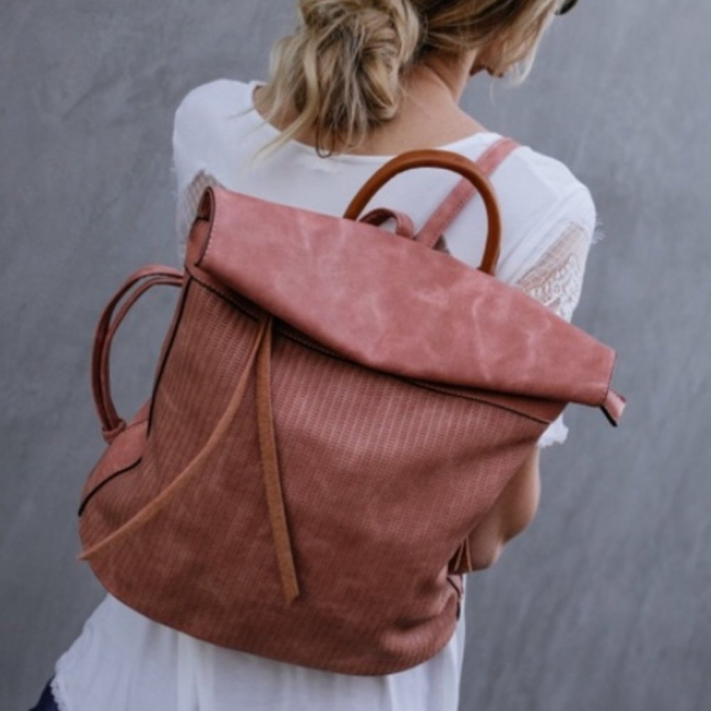Vici Leather-Trim Dusty Rose Backpack
